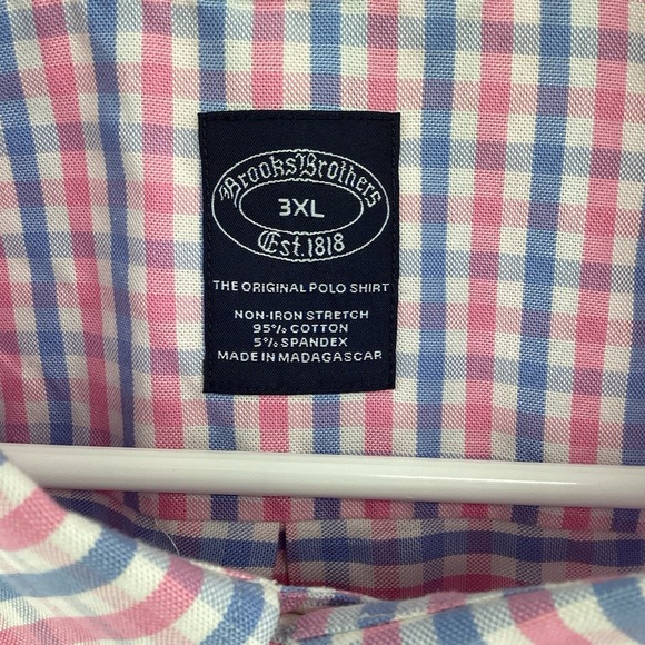 Mens Brooks Brothers Big And Tall Short Sleeve Button Down With Logo- 3XL - Picture 4 of 7